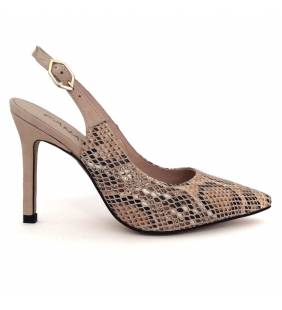 Zapatos salón 90mm. Fanatik mujer piel serpiente crema 231 hecho en España