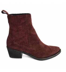Botines mujer 45mm. piel anteado burdeos.