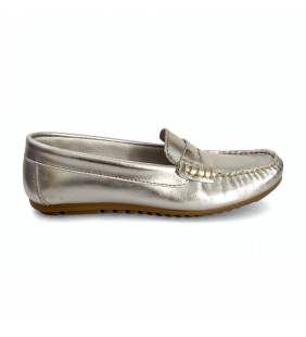Mocasines bajos mujer piel plata