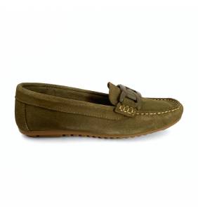 Mocasines bajos mujer piel musgo