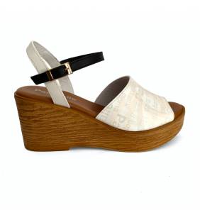 Sandalias cuña y plataforma para mujer Pasacalle en piel blanco