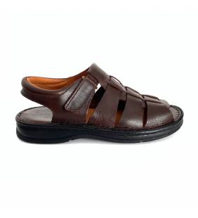 Sandalias para hombre Pasacalle en piel marrón.