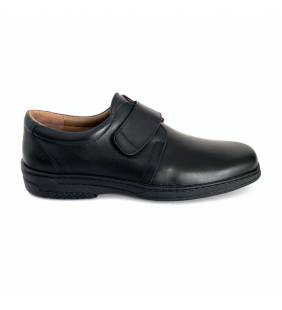 Zapatos velcro ultra confort para hombre en piel negro